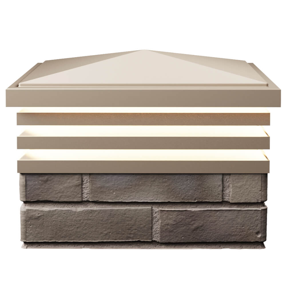 Колпак Zking Бона ХайТек Бежевый на столб 1.5х1.5 кирпича (385х385мм) с подсветкой в Новороссийске фото