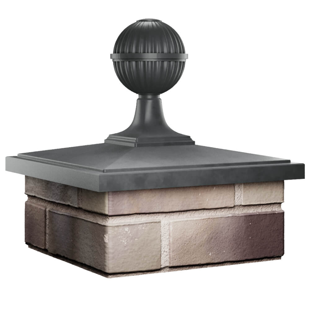 Колпак Zking БонаМоно Серый с шаром на столб 1.5х1.5 кирпича (385х385, 400х400мм) в сборе в Новороссийске фото