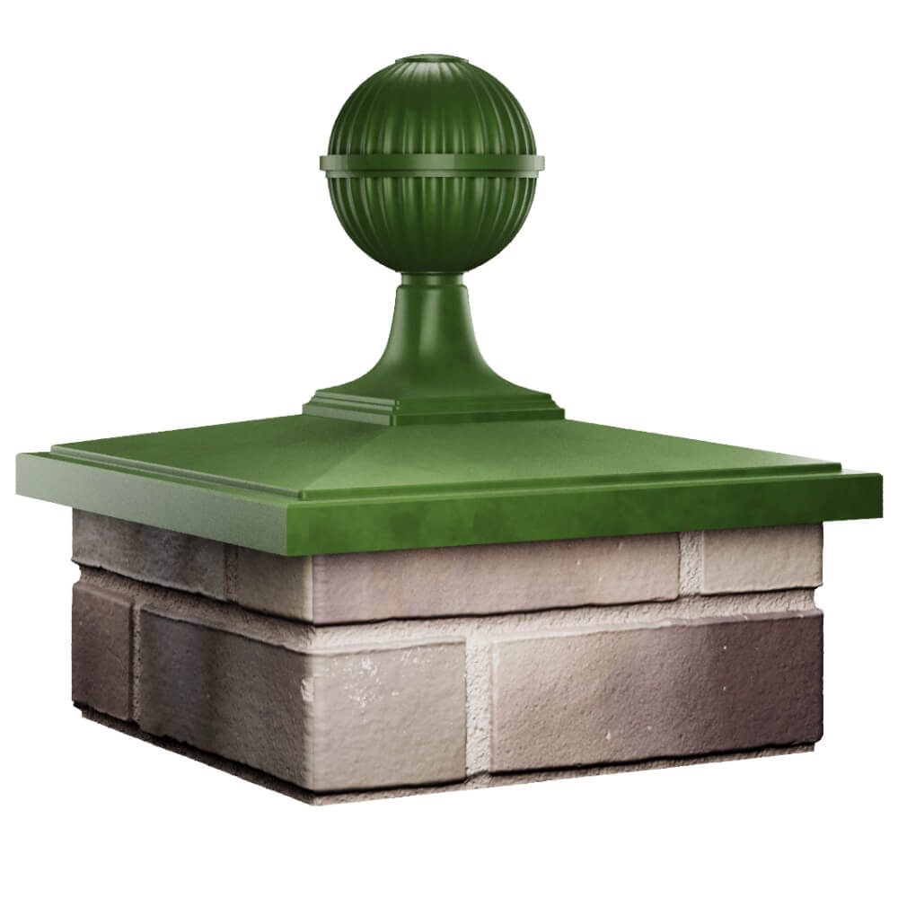 Колпак Zking БонаМоно Зеленый с шаром на столб 1.5х1.5 кирпича (385х385, 400х400мм) в сборе в Новороссийске фото