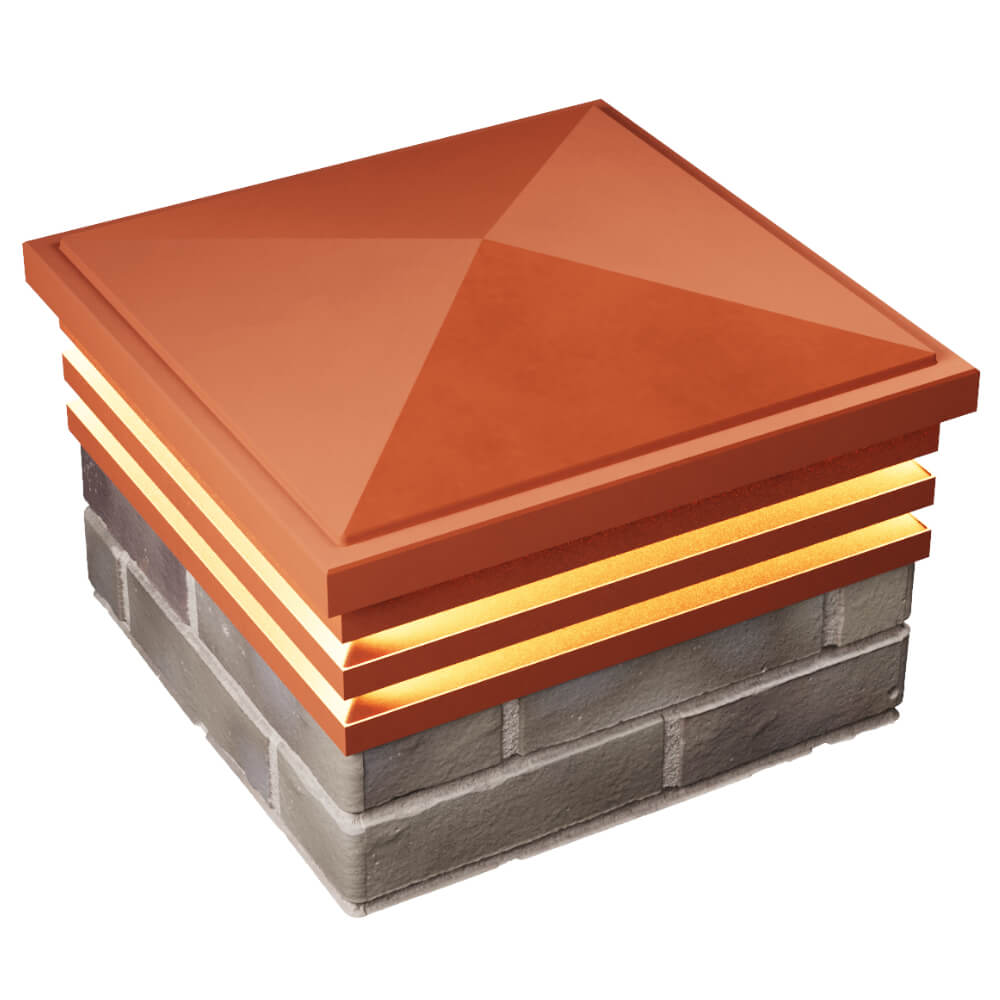 Колпак Zking Бона ХайТек Красный на столб 1.5х1.5 кирпича (385х385мм) с подсветкой в Новороссийске фото