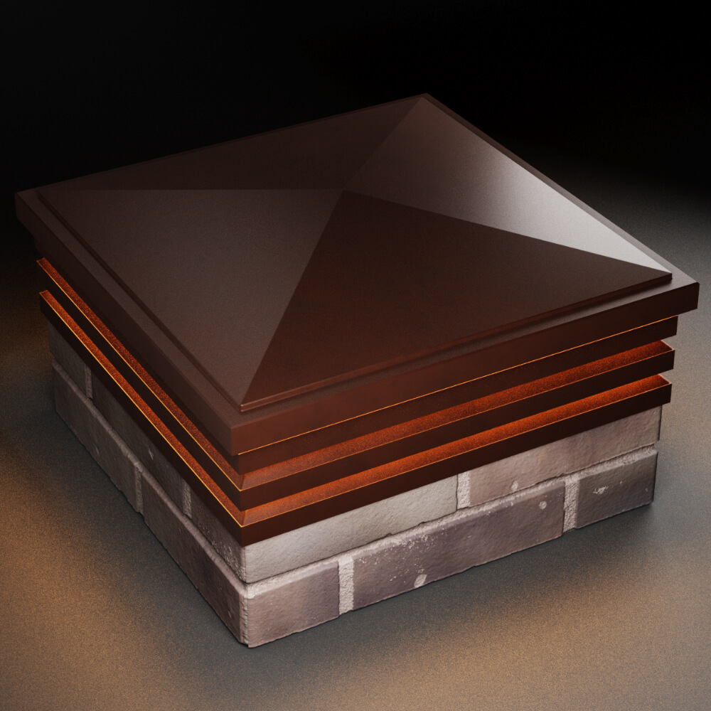 Колпак Zking Бона ХайТек Коричневый на столб 2х2 кирпича (513х513мм) с подсветкой в Новороссийске фото