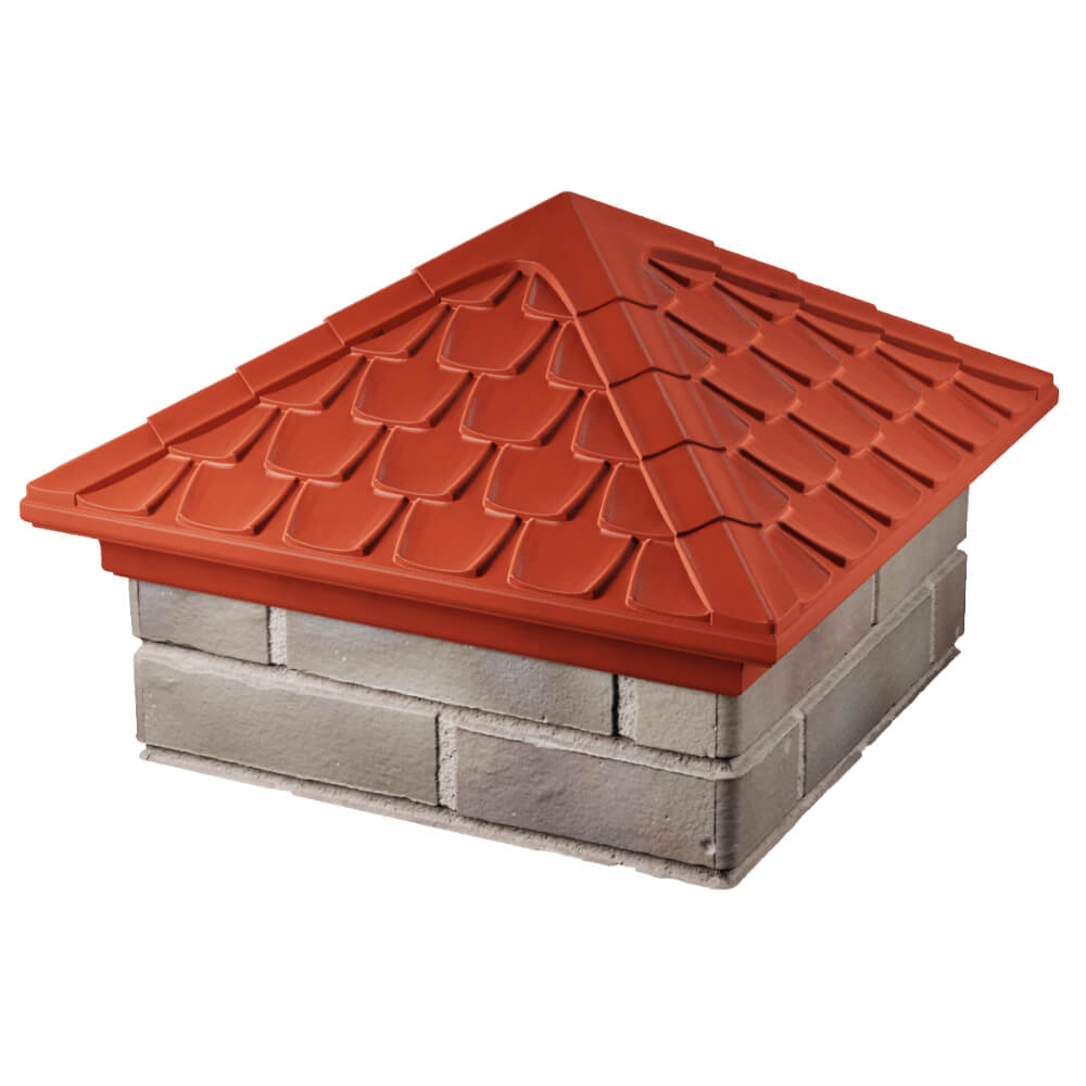 Колпак Zking Эльбрус Красный на столб 1.5х1.5 кирпича (385х385мм) в Новороссийске фото