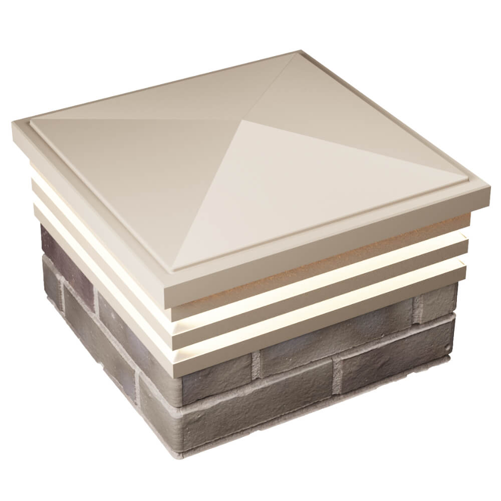 Колпак Zking Бона ХайТек Бежевый на столб 1.5х1.5 кирпича (385х385мм) с подсветкой в Новороссийске фото