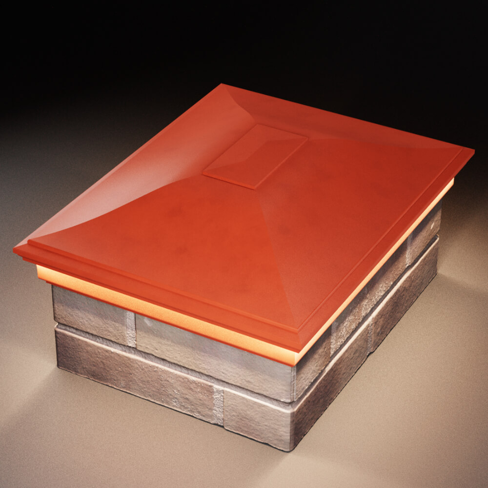 Колпак Zking Монблан Красный на столб 2х1.5 кирпича (515х385мм) c подсветкой в Новороссийске фото