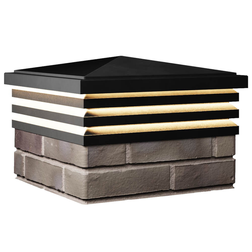 Колпак Zking Бона ХайТек Черный на столб 1.5х1.5 кирпича (385х385мм) с подсветкой в Новороссийске фото