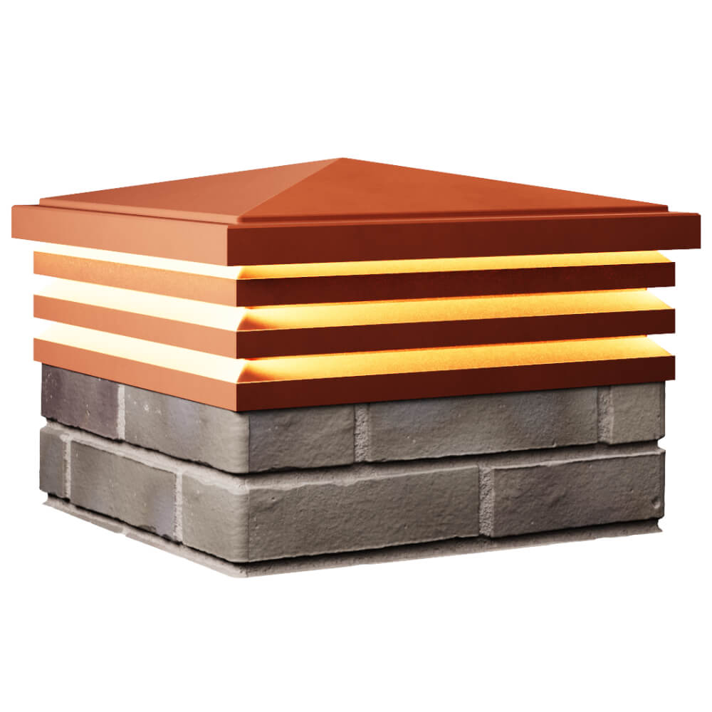 Колпак Zking Бона ХайТек Красный на столб 1.5х1.5 кирпича (385х385мм) с подсветкой в Новороссийске фото