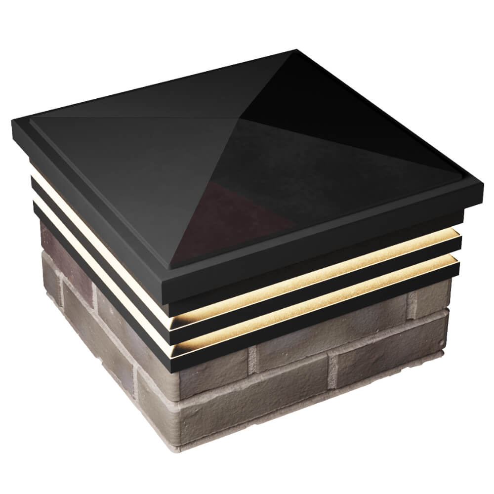 Колпак Zking Бона ХайТек Черный на столб 1.5х1.5 кирпича (385х385мм) с подсветкой в Новороссийске фото