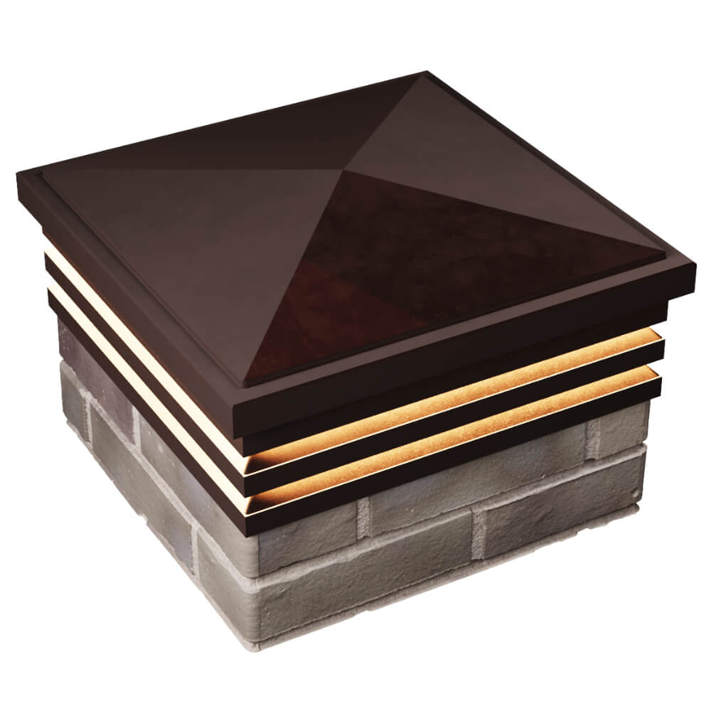 Колпак Zking Бона ХайТек Коричневый на столб 1.5х1.5 кирпича (385х385мм) с подсветкой в Новороссийске фото