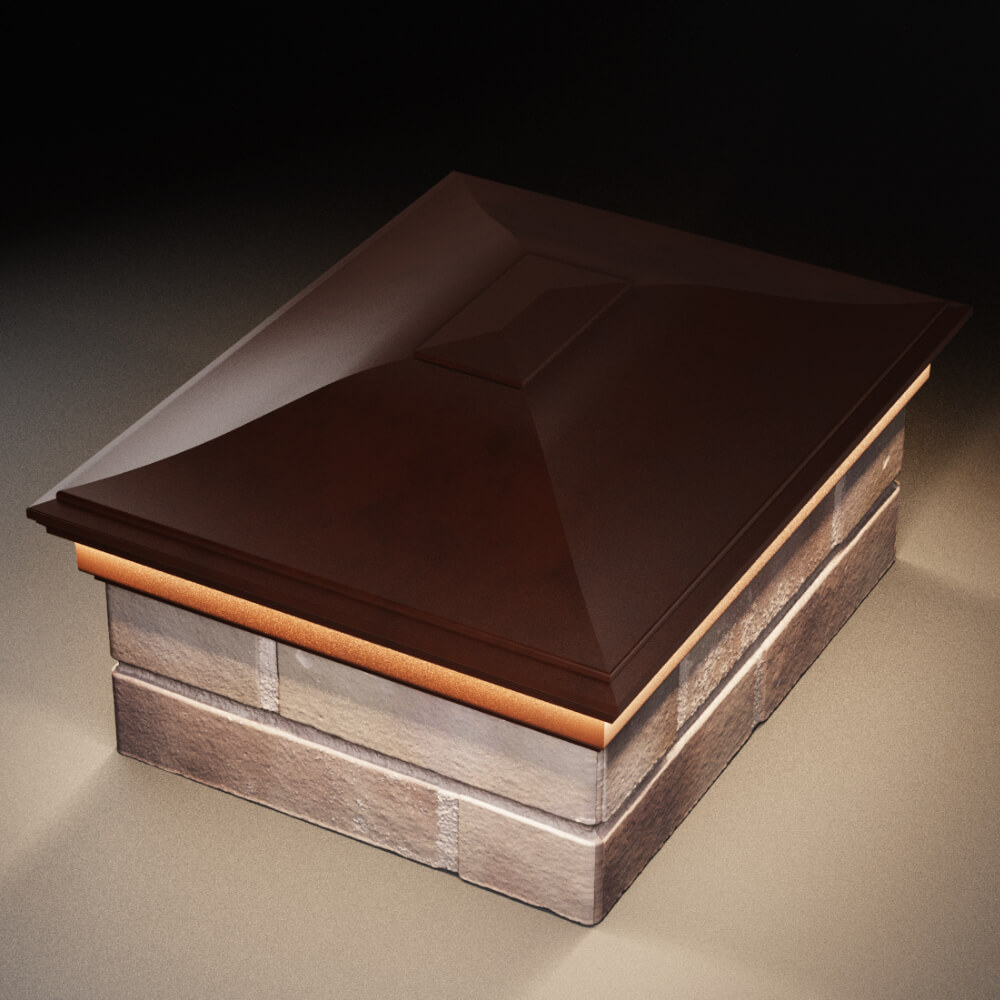 Колпак Zking Монблан Коричневый на столб 2х1.5 кирпича (515х385мм) c подсветкой в Новороссийске фото