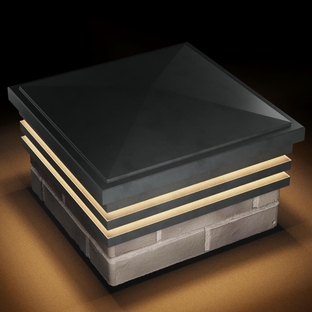 Колпак Zking Бона ХайТек Серый на столб 1.5х1.5 кирпича (385х385мм) с подсветкой в Новороссийске фото