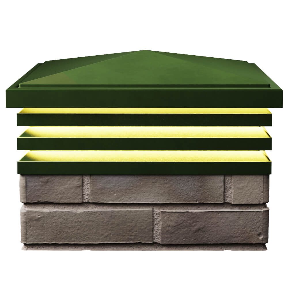 Колпак Zking Бона ХайТек Зеленый на столб 1.5х1.5 кирпича (385х385мм) с подсветкой в Новороссийске фото