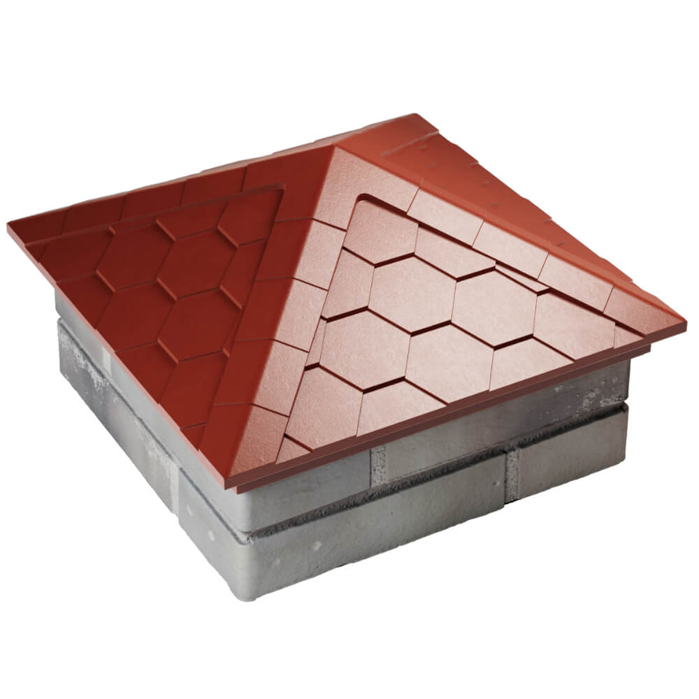 Колпак Zking Эверест Красный на столб 1.5х1.5 кирпича (390х390мм) в Новороссийске фото