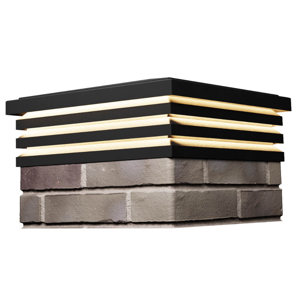 Колпак Zking Бона ХайТек Черный на столб 1.5х1.5 кирпича (385х385мм) с подсветкой в Новороссийске фото