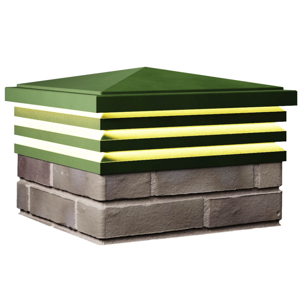 Колпак Zking Бона ХайТек Зеленый на столб 1.5х1.5 кирпича (385х385мм) с подсветкой в Новороссийске фото