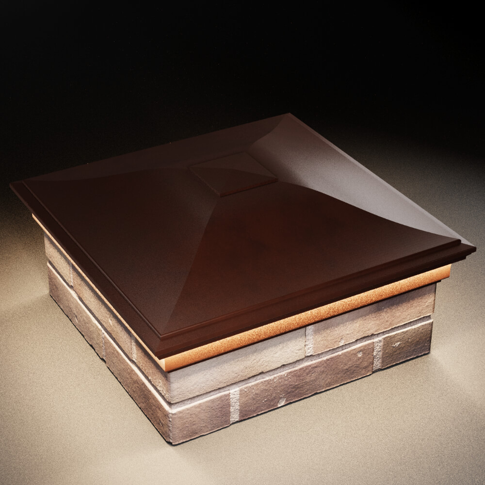 Колпак Zking Монблан Коричневый на столб 2х2 кирпича (515х515мм) c подсветкой в Новороссийске фото