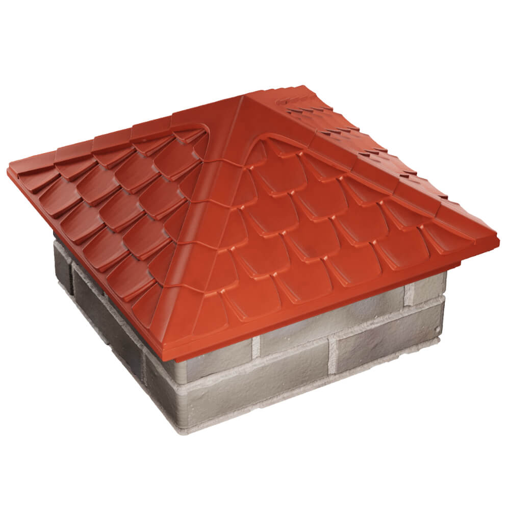 Колпак Zking Эльбрус Красный на столб 1.5х1.5 кирпича (385х385мм) в Новороссийске фото