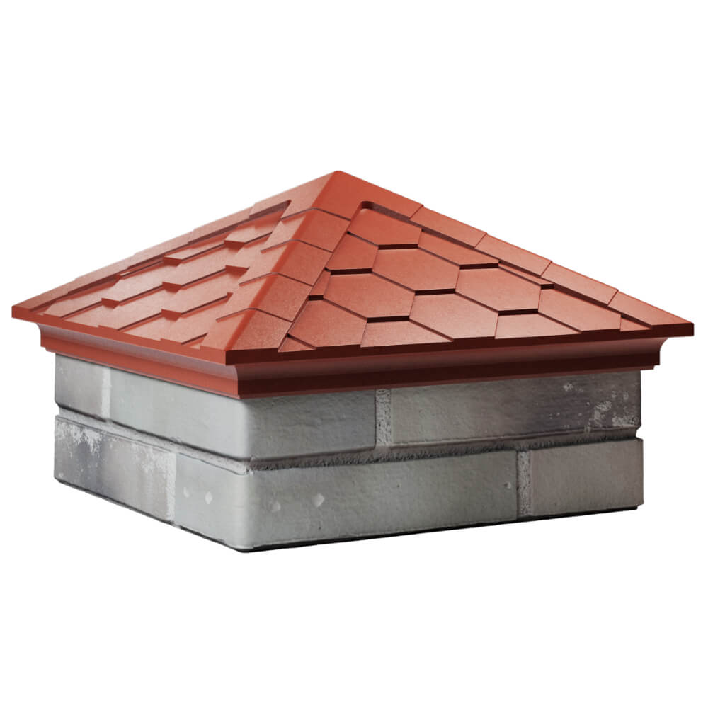 Колпак Zking Эверест Красный на столб 1.5х1.5 кирпича (390х390мм) в Новороссийске фото