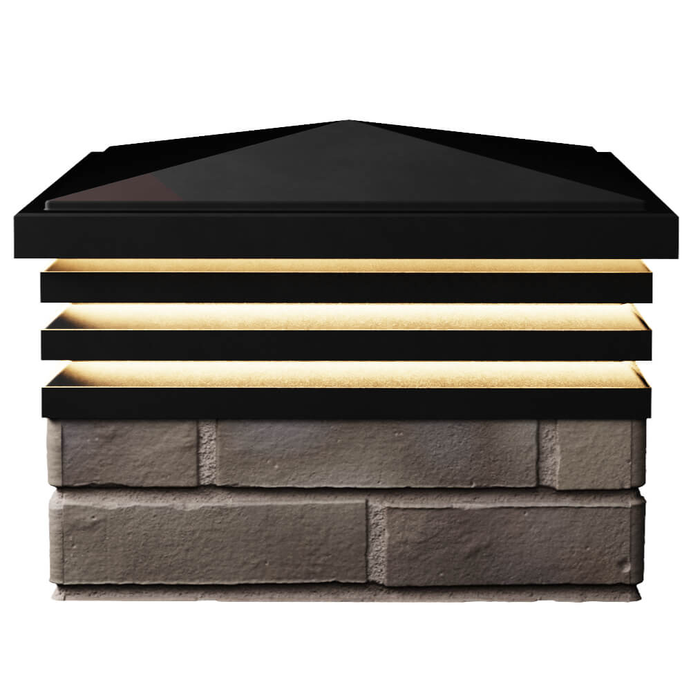 Колпак Zking Бона ХайТек Черный на столб 1.5х1.5 кирпича (385х385мм) с подсветкой в Новороссийске фото