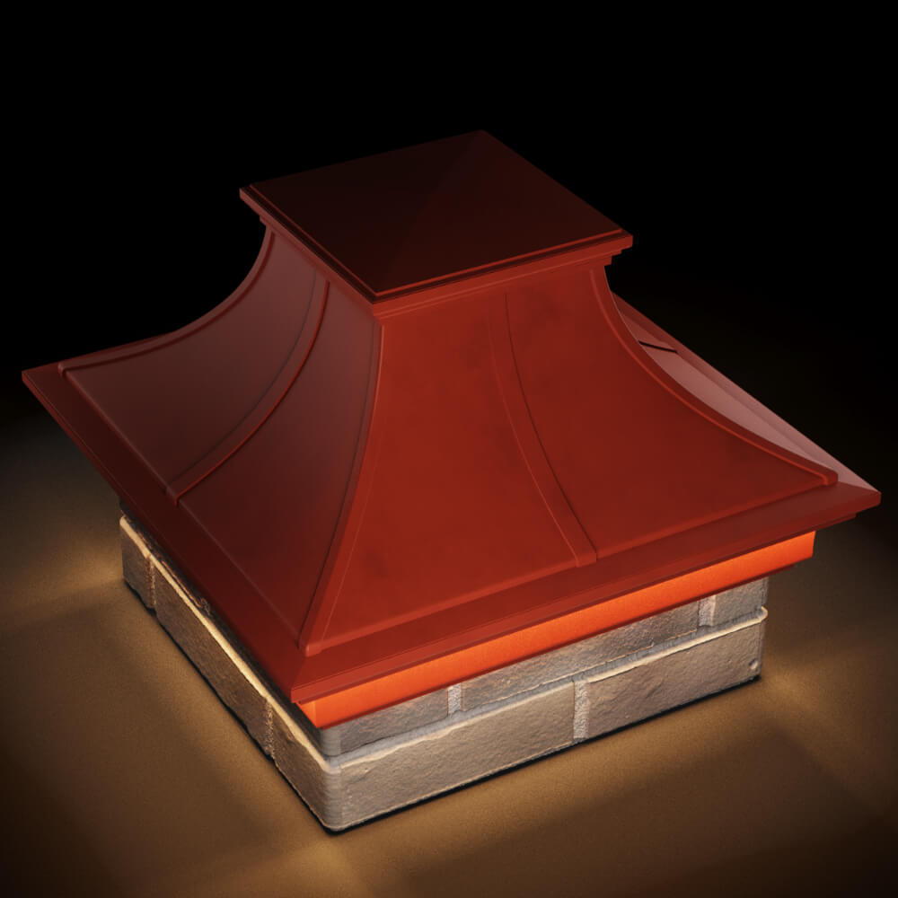 Колпак Zking Монблан Премиум Красный на столб 1.5х1.5 кирпича (385х385мм) с подсветкой в Новороссийске фото