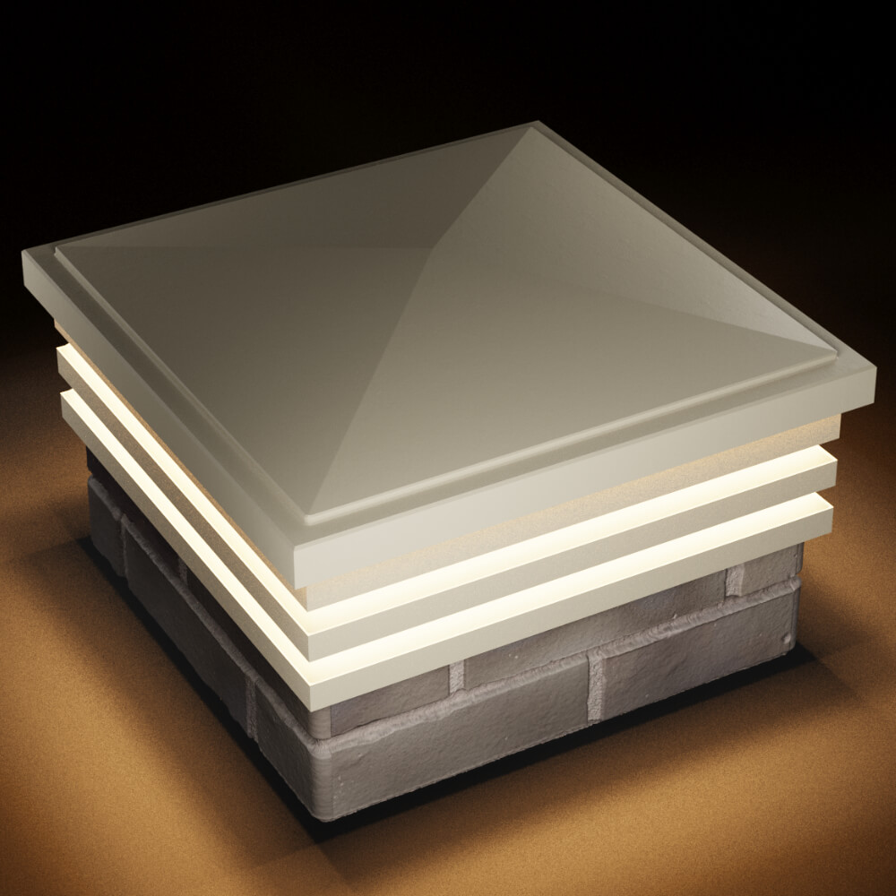 Колпак Zking Бона ХайТек Бежевый на столб 1.5х1.5 кирпича (385х385мм) с подсветкой в Новороссийске фото