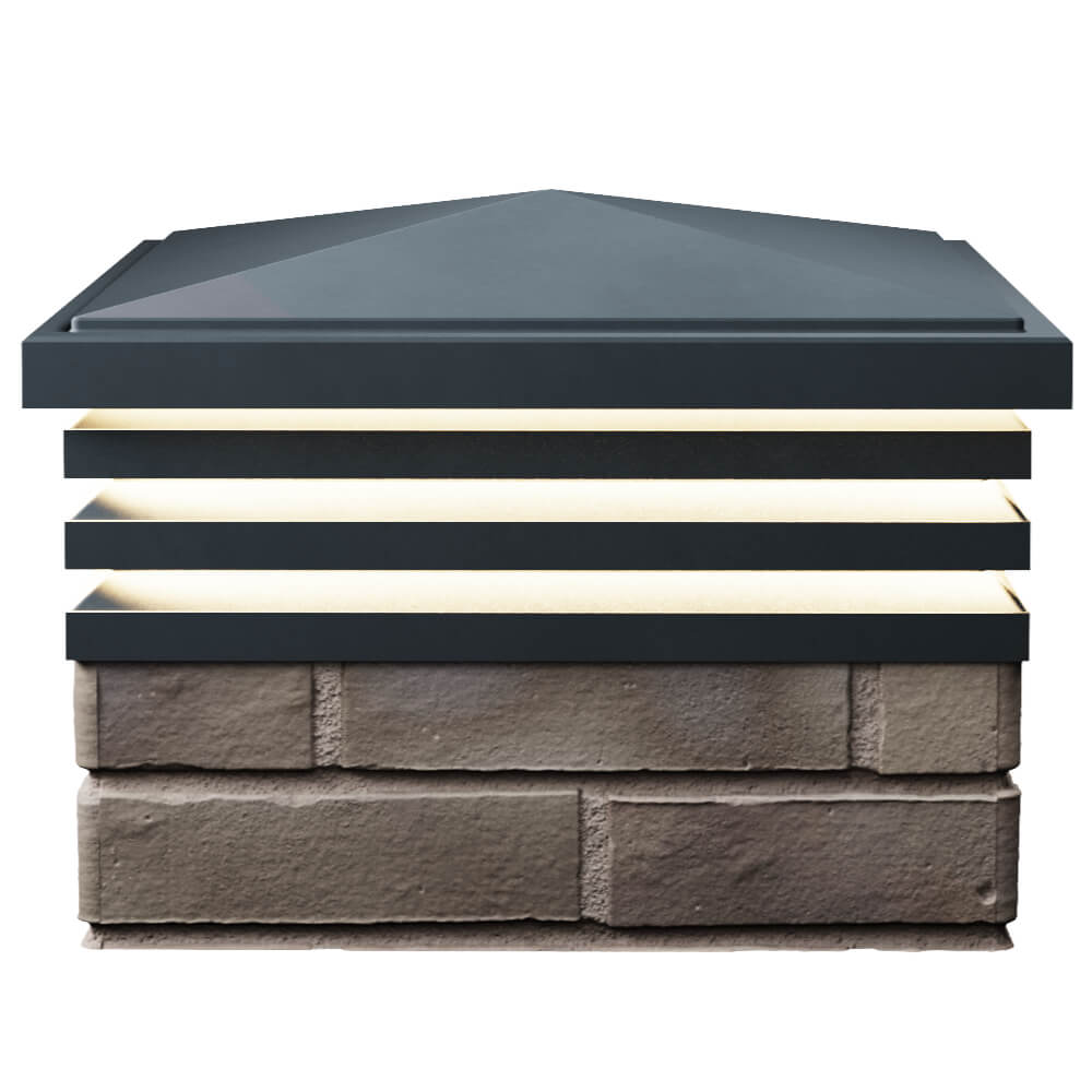 Колпак Zking Бона ХайТек Серый на столб 1.5х1.5 кирпича (385х385мм) с подсветкой в Новороссийске фото