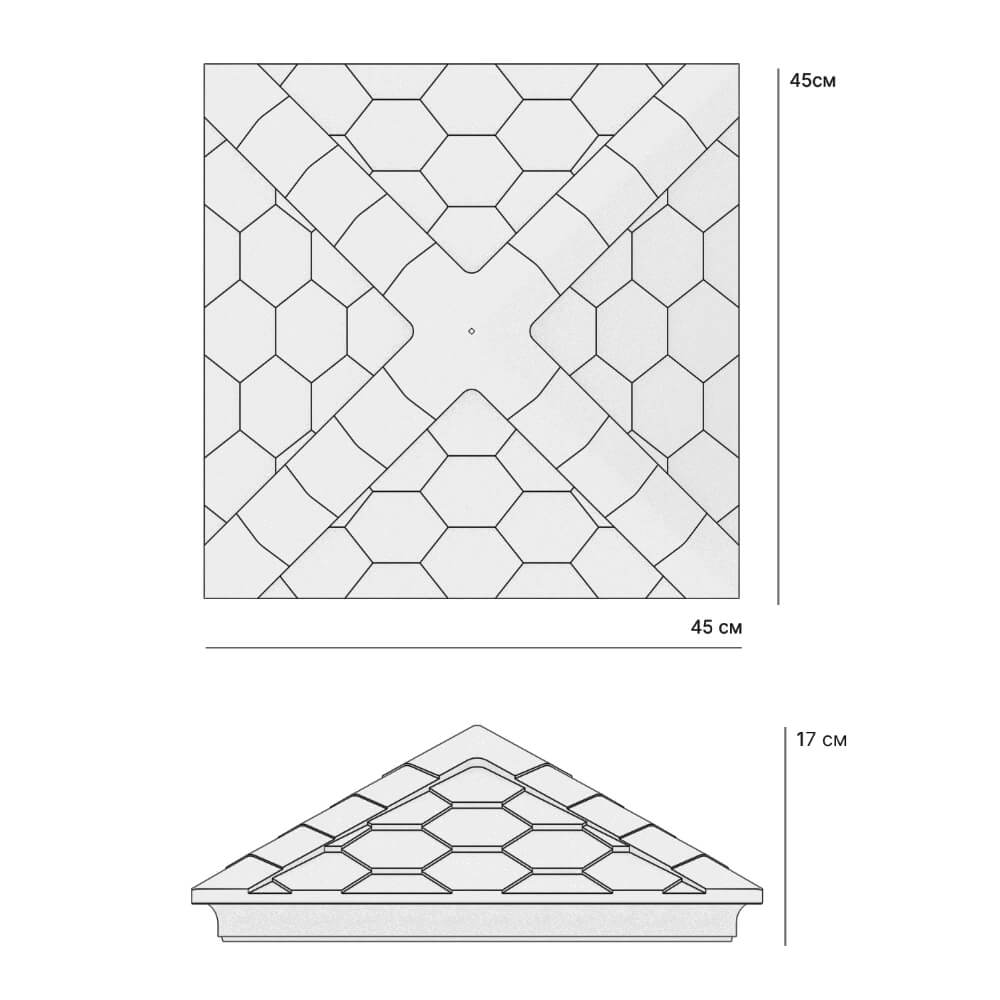 Колпак Zking Эверест Серый на столб 1.5х1.5 кирпича (390х390мм) в Новороссийске фото