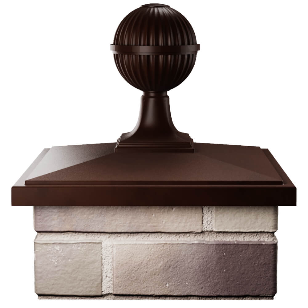 Колпак Zking БонаМоно Коричневый с шаром на столб 1.5х1.5 кирпича (385х385, 400х400мм) в сборе Новороссийск фото