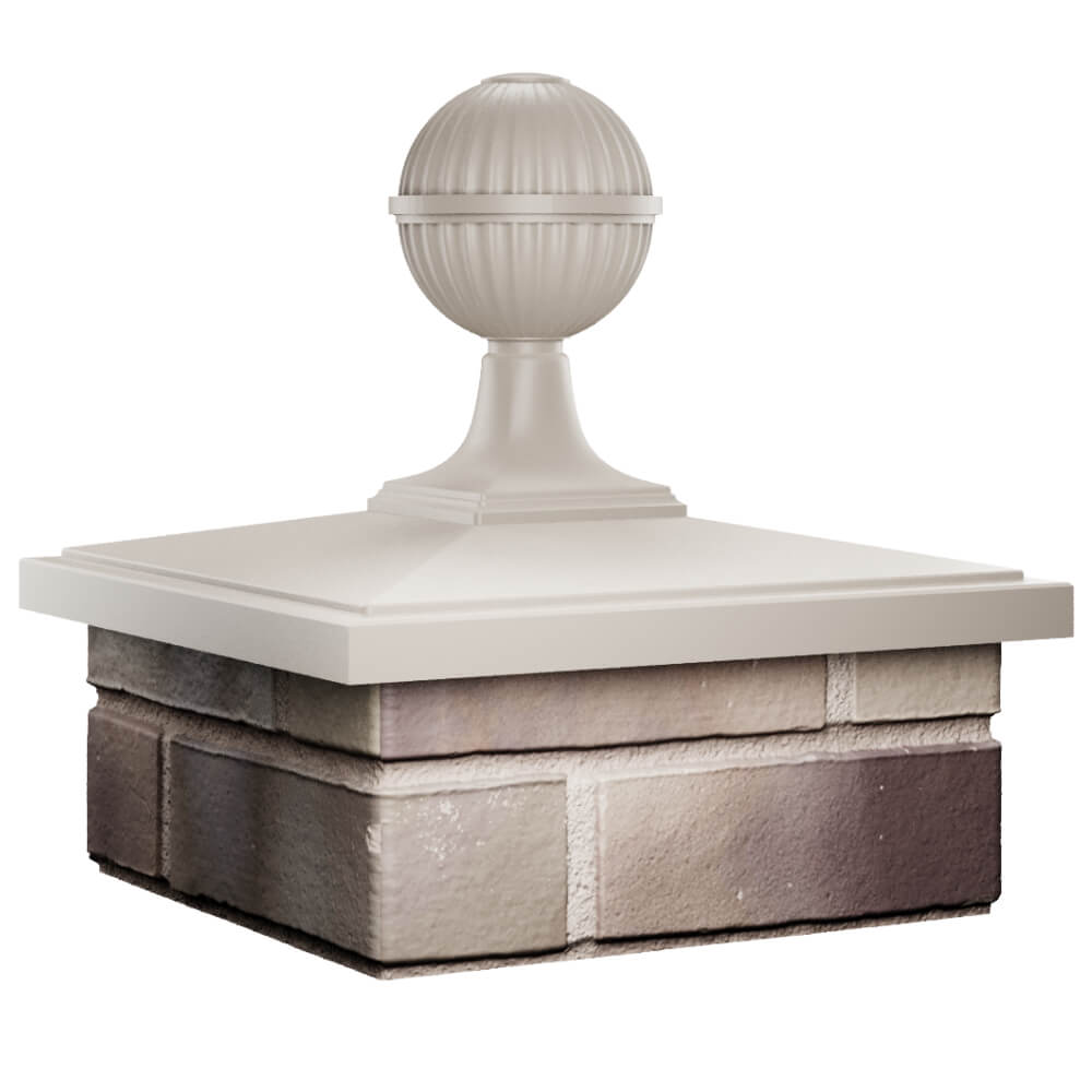 Колпак Zking БонаМоно Бежевый с шаром на столб 1.5х1.5 кирпича (385х385, 400х400мм) в сборе в Новороссийске фото
