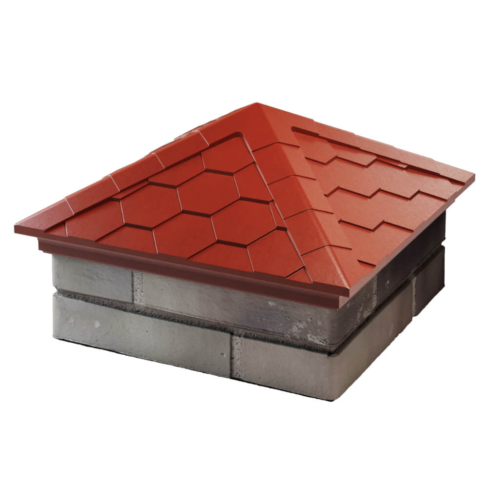 Колпак Zking Эверест Красный на столб 1.5х1.5 кирпича (390х390мм) в Новороссийске фото