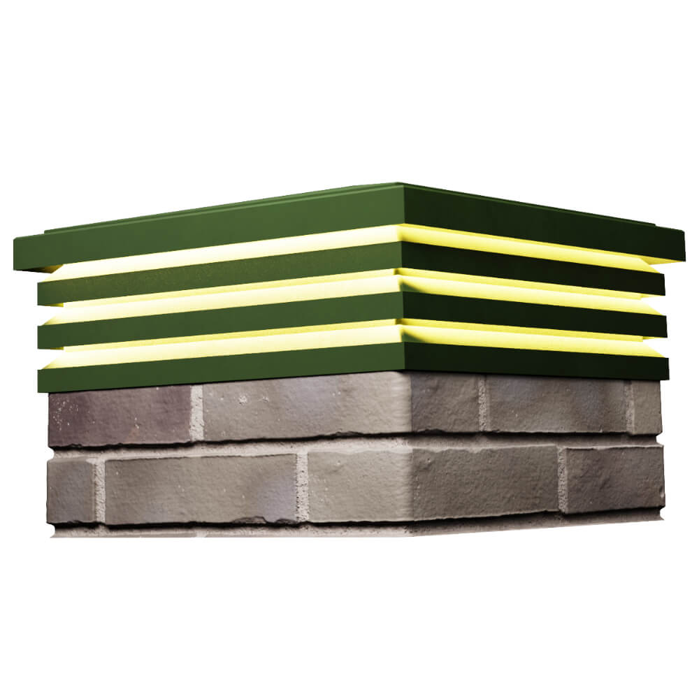 Колпак Zking Бона ХайТек Зеленый на столб 1.5х1.5 кирпича (385х385мм) с подсветкой в Новороссийске фото