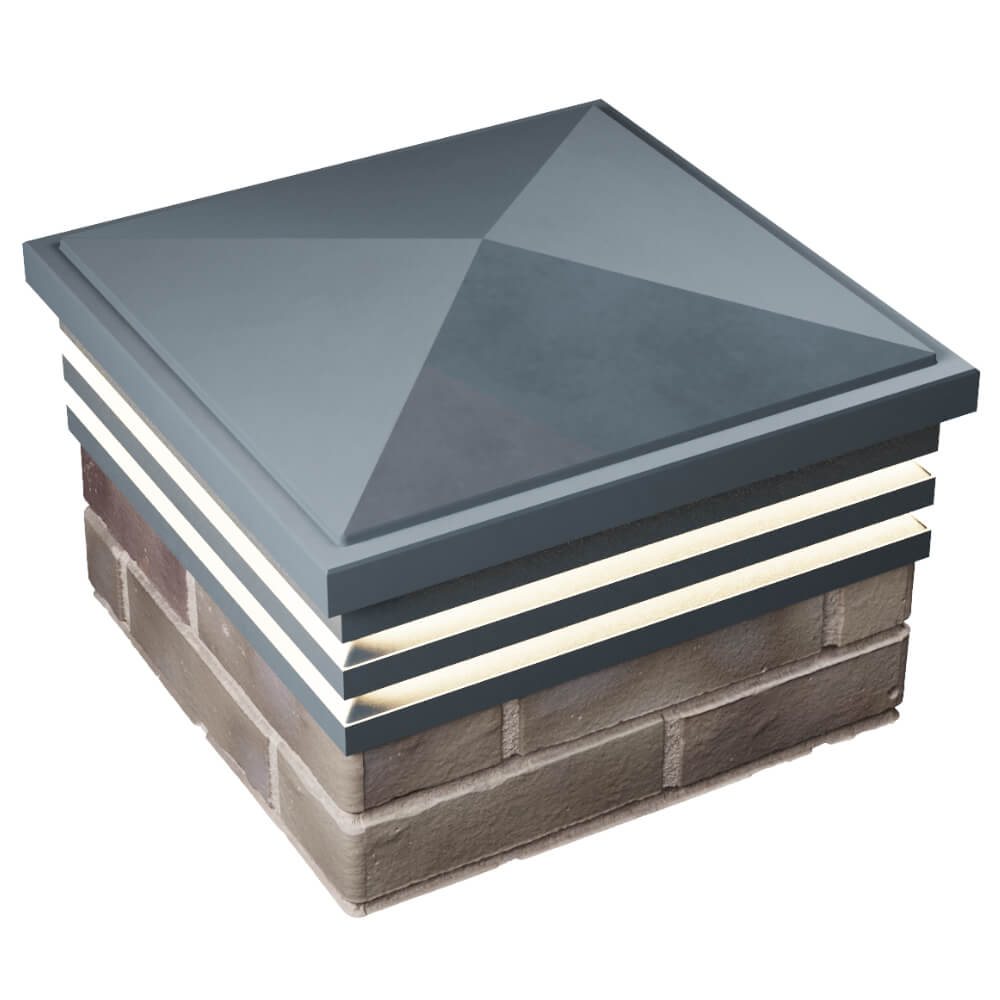 Колпак Zking Бона ХайТек Серый на столб 1.5х1.5 кирпича (385х385мм) с подсветкой в Новороссийске фото