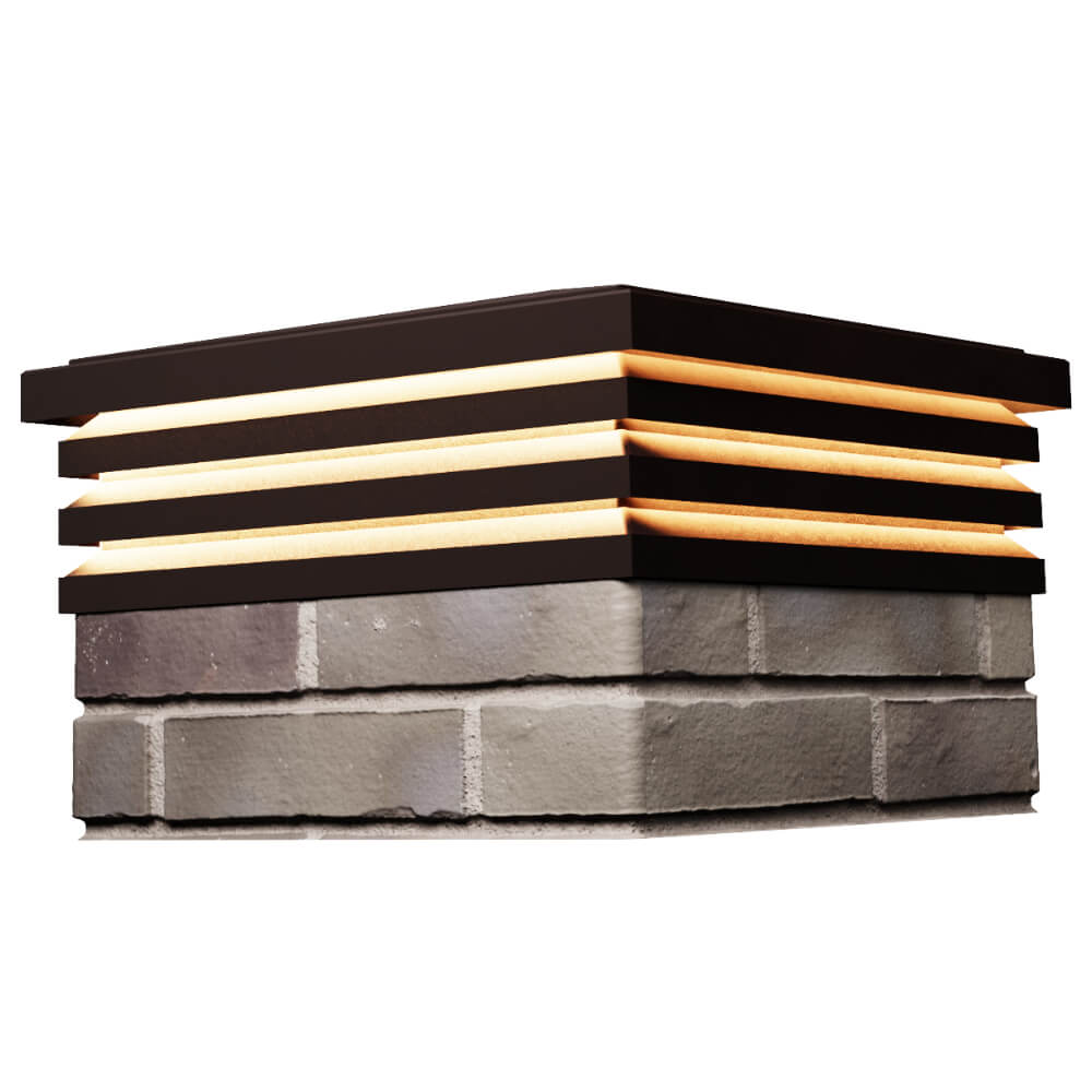 Колпак Zking Бона ХайТек Коричневый на столб 1.5х1.5 кирпича (385х385мм) с подсветкой в Новороссийске фото