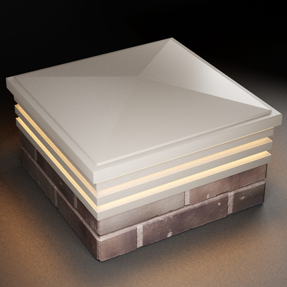 Колпак Zking Бона ХайТек Бежевый на столб 2х2 кирпича (513х513мм) с подсветкой в Новороссийске фото