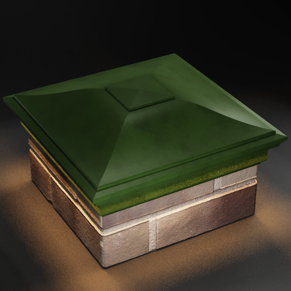 Колпак Zking Монблан Зеленый на столб 1.5х1.5 кирпича (385х385мм) с подсветкой в Новороссийске фото