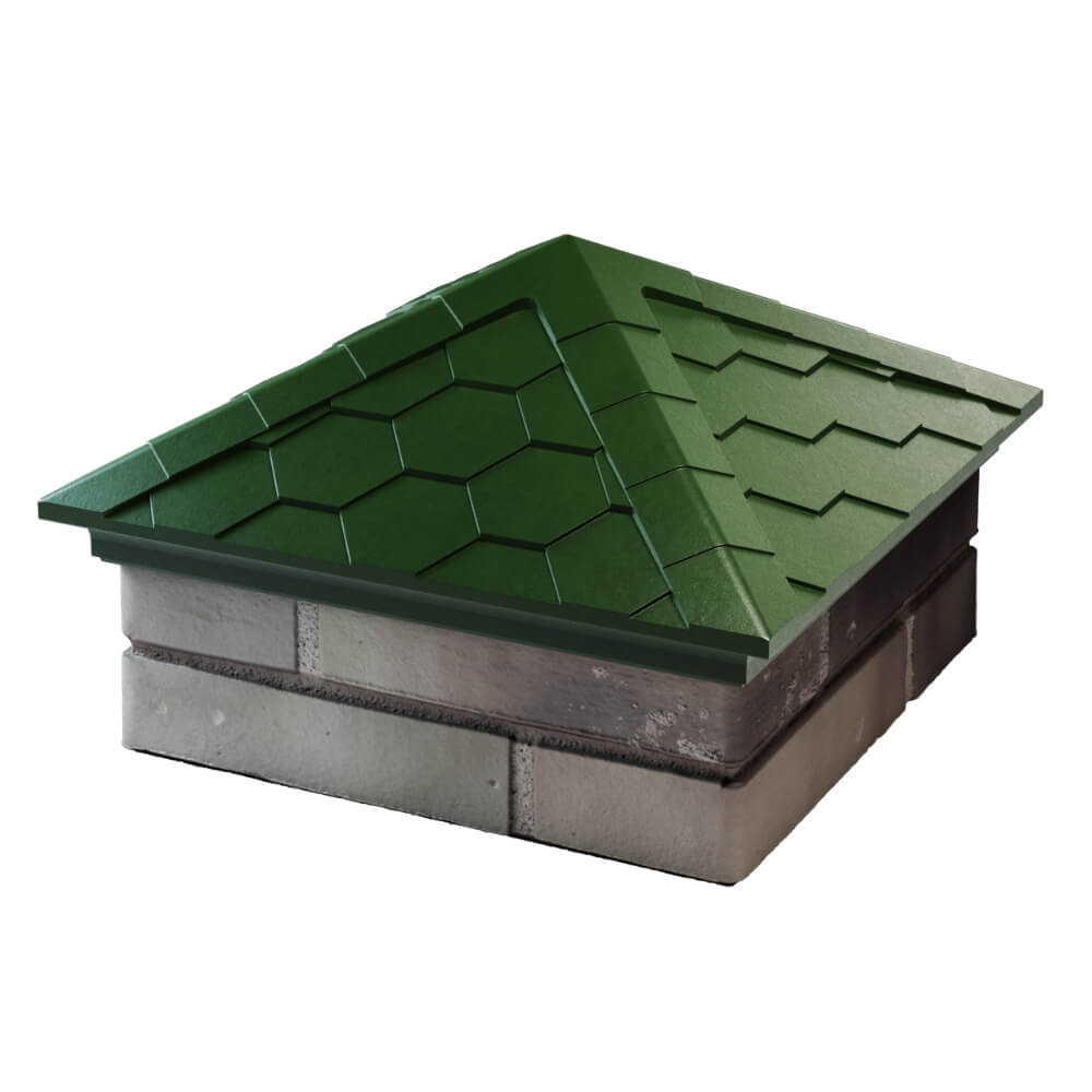 Колпак Zking Эверест Зеленый на столб 1.5х1.5 кирпича (390х390мм) в Новороссийске фото