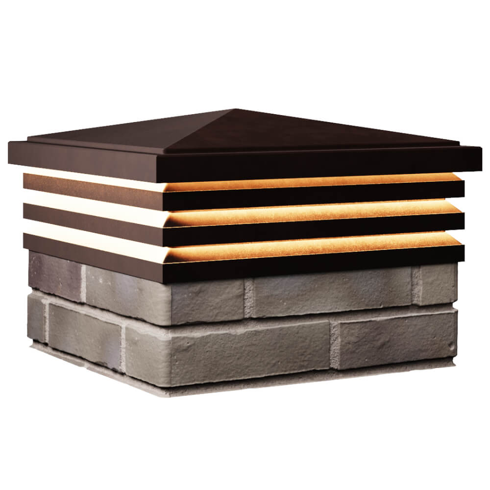 Колпак Zking Бона ХайТек Коричневый на столб 1.5х1.5 кирпича (385х385мм) с подсветкой в Новороссийске фото