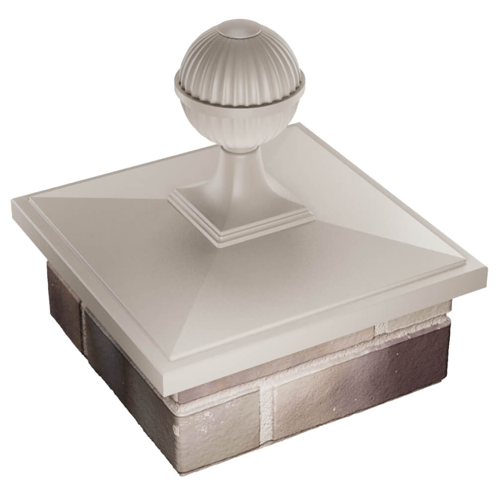 Колпак Zking БонаМоно Бежевый с шаром на столб 1.5х1.5 кирпича (385х385, 400х400мм) в сборе в Новороссийске фото