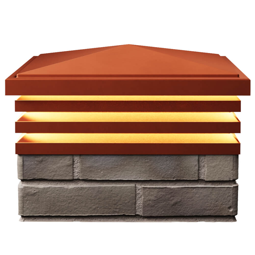 Колпак Zking Бона ХайТек Красный на столб 1.5х1.5 кирпича (385х385мм) с подсветкой в Новороссийске фото