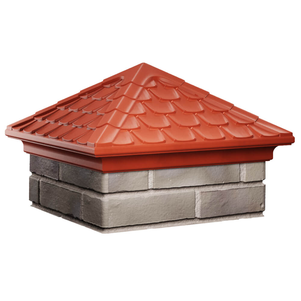 Колпак Zking Эльбрус Красный на столб 1.5х1.5 кирпича (385х385мм) в Новороссийске фото