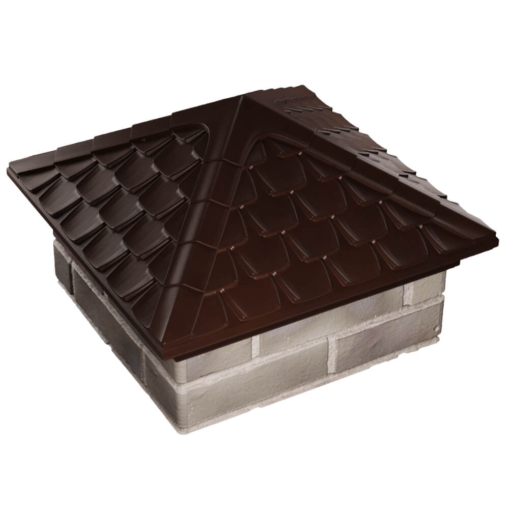 Колпак Zking Эльбрус Коричневый на столб 1.5х1.5 кирпича (385х385мм) в Новороссийске фото