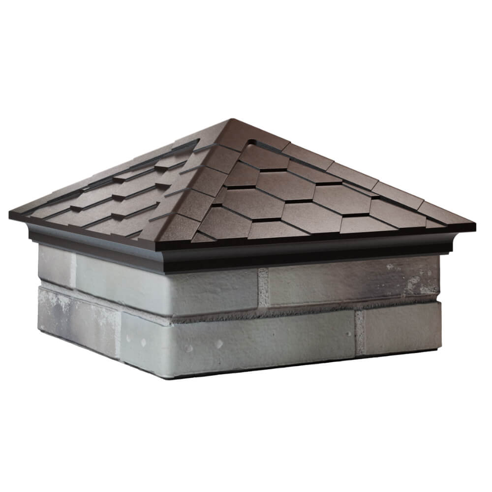 Колпак Zking Эверест Коричневый на столб 1.5х1.5 кирпича (390х390мм) в Новороссийске фото