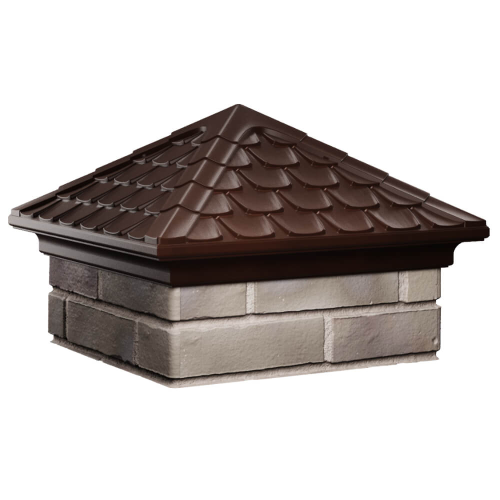 Колпак Zking Эльбрус Коричневый на столб 1.5х1.5 кирпича (385х385мм) в Новороссийске фото