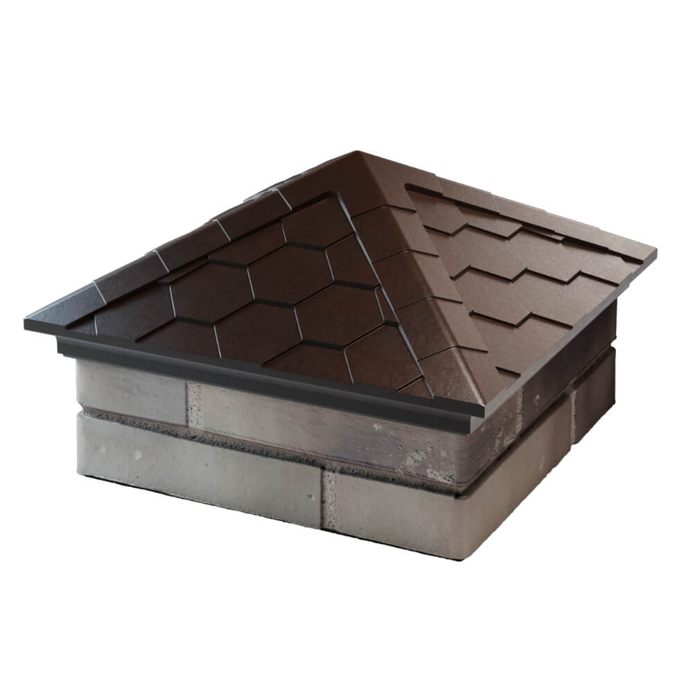 Колпак Zking Эверест Коричневый на столб 1.5х1.5 кирпича (390х390мм) в Новороссийске фото