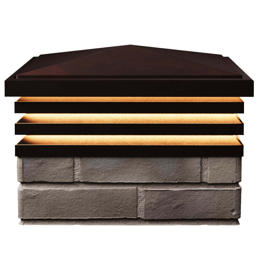 Колпак Zking Бона ХайТек Коричневый на столб 1.5х1.5 кирпича (385х385мм) с подсветкой в Новороссийске фото